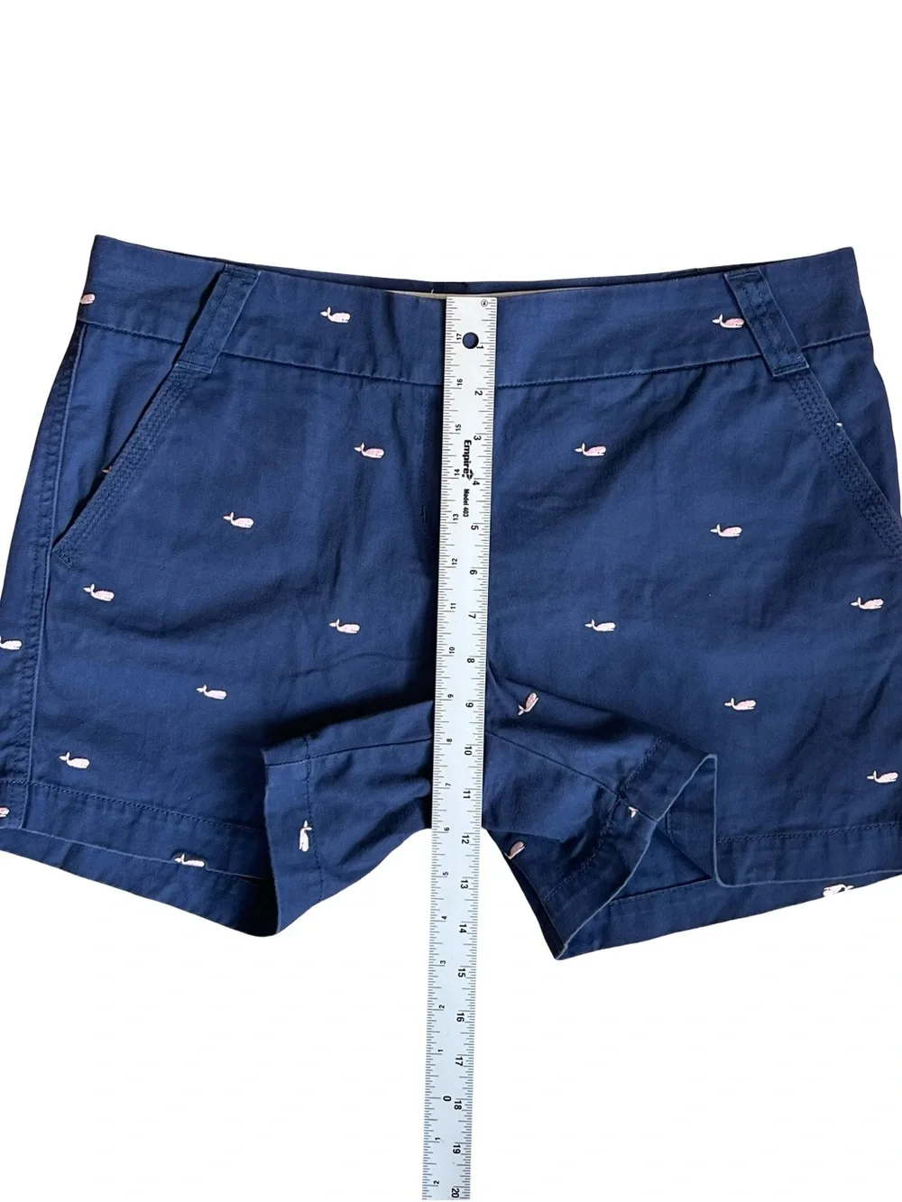 J. Crew Women’s Sz 10 Blue Whale Embroidered Shorts Chino Stretch Cotton Twill